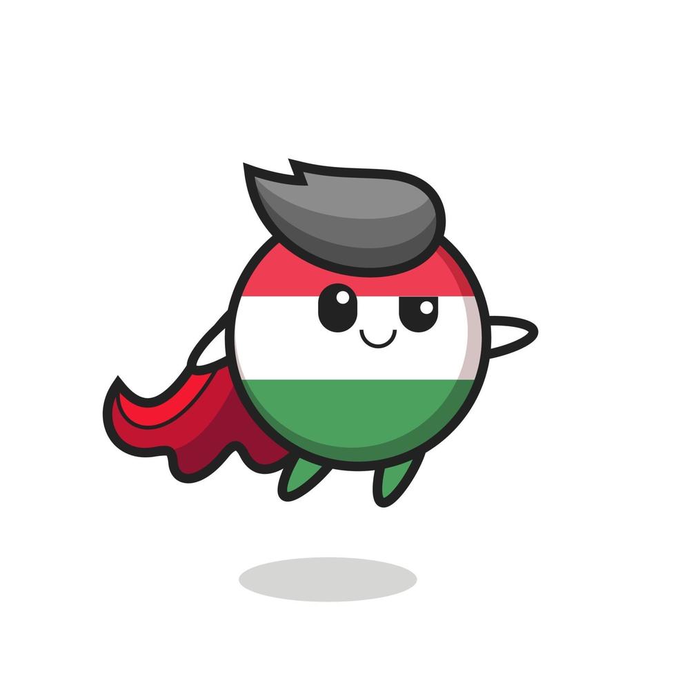 cute hungary flag badge superhero character is flying vector