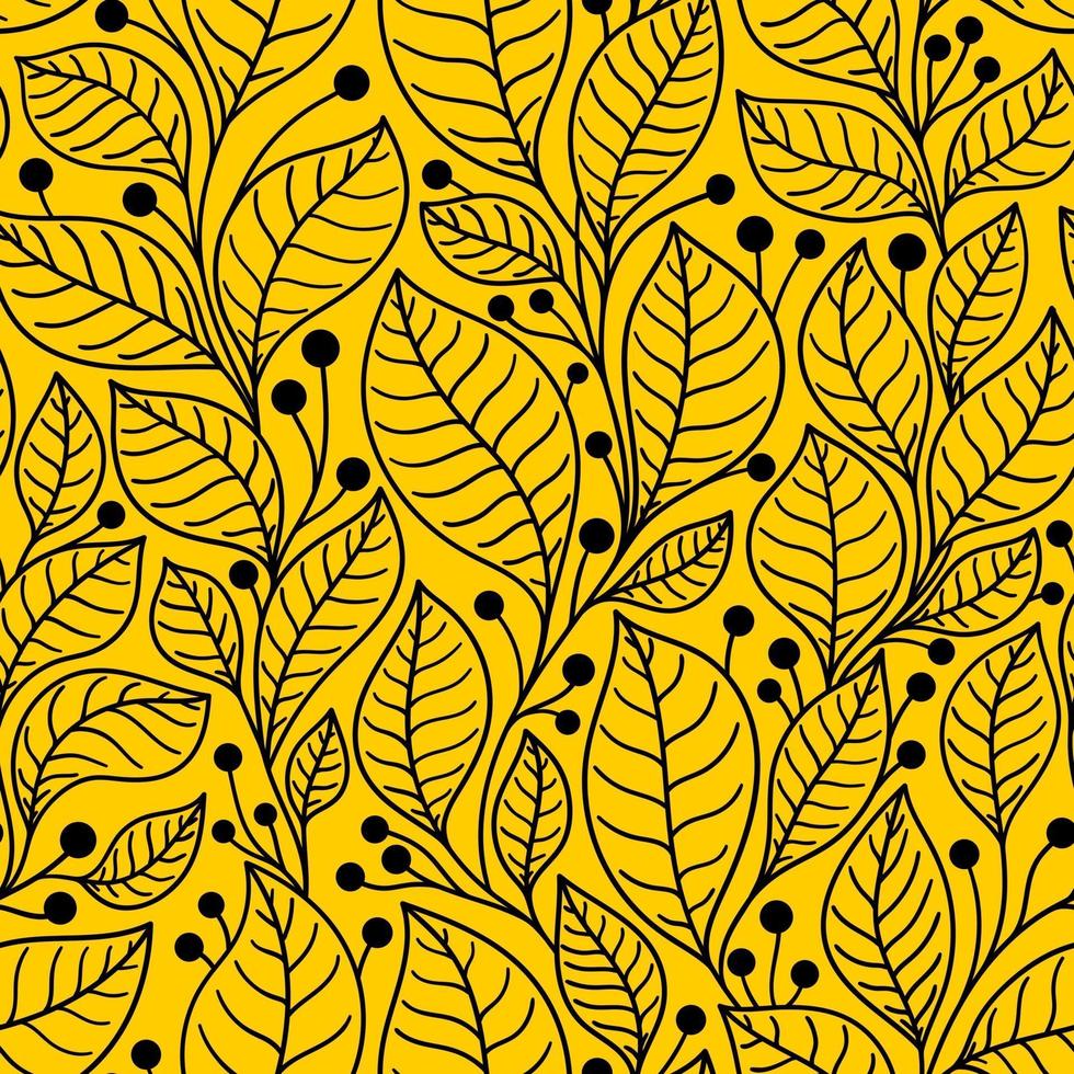 Yellow seamless background with laurel tree branches vector
