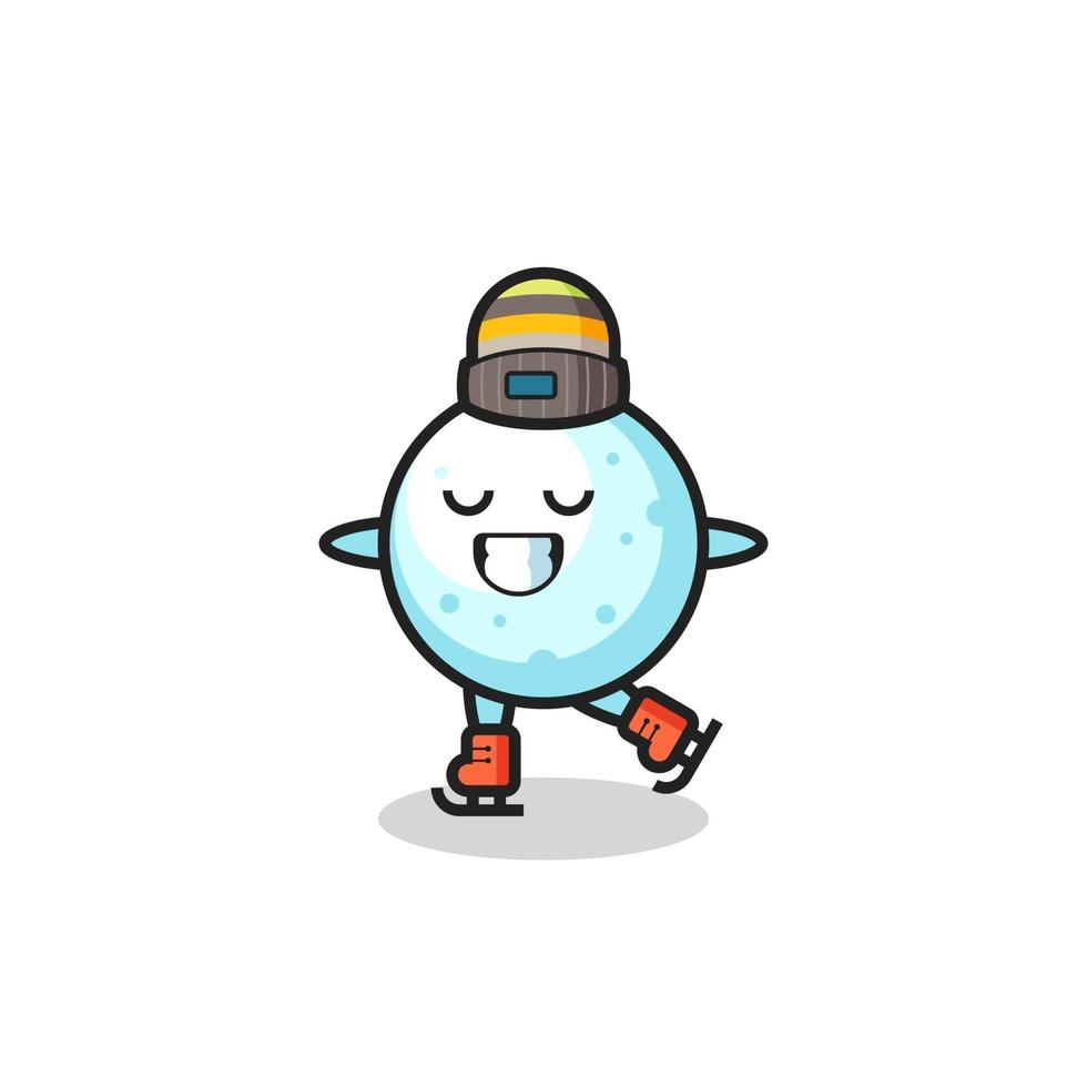 snowball cartoon as an ice skating player doing perform vector