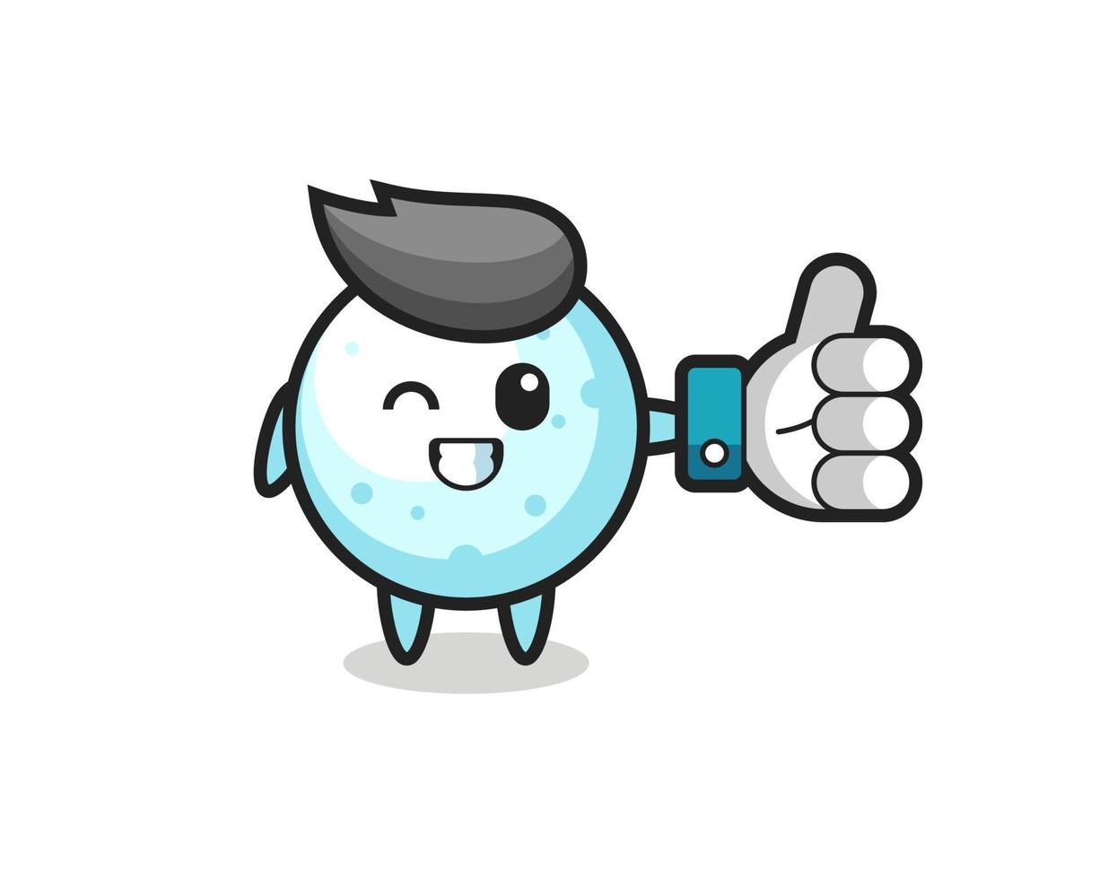 cute snowball with social media thumbs up symbol vector
