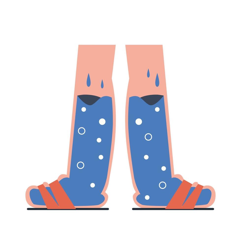 Swelling of the feet. Swollen ankles and feet. Vector