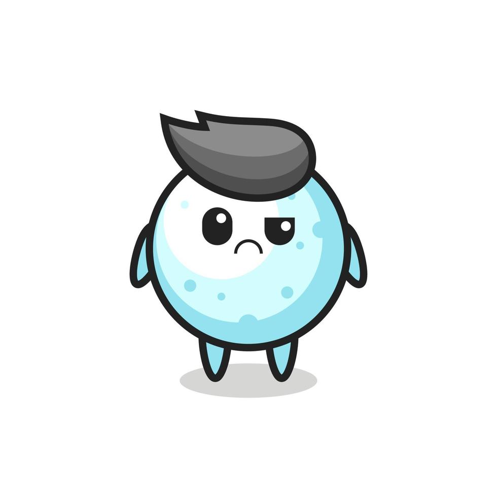 the mascot of the snowball with sceptical face vector