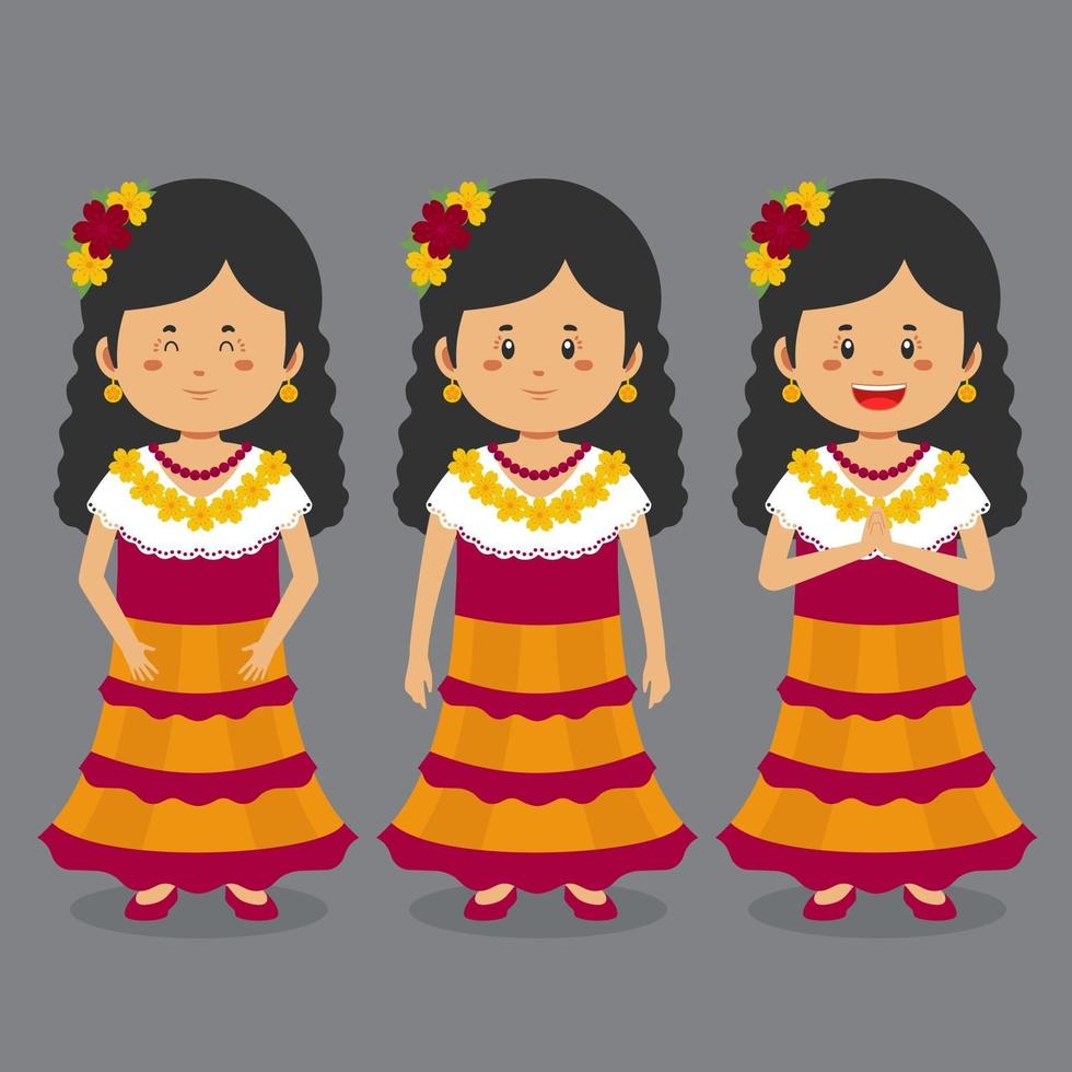 personaje mexicano con varias expresiones. vector