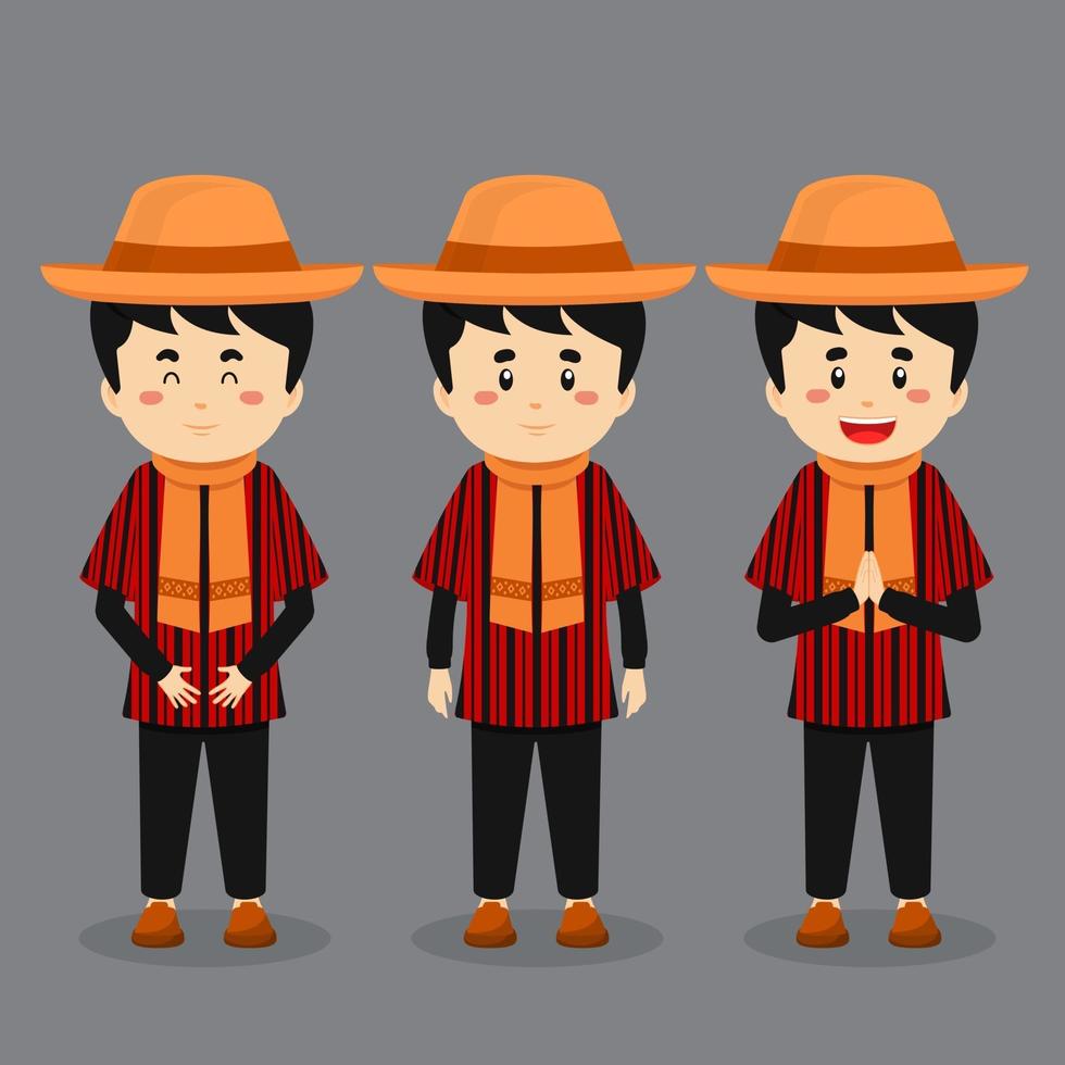 personaje de bolivia con varias expresiones. vector