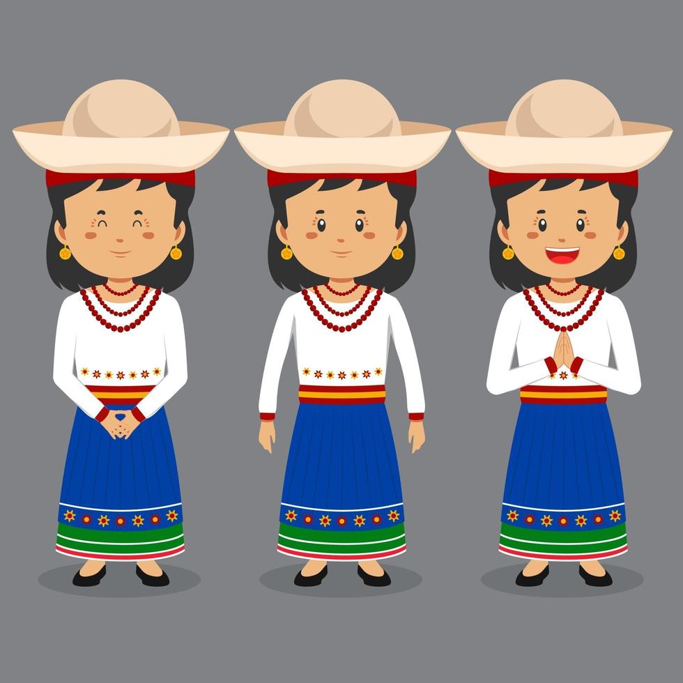 Ecuador Character with Various Expression vector