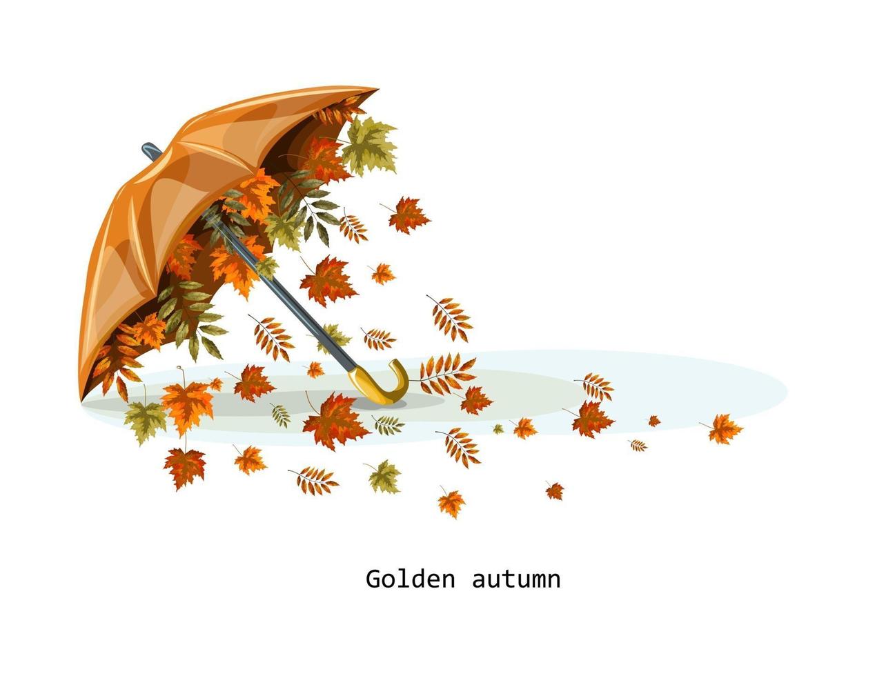 An umbrella with autumn leaves pouring out from under it vector