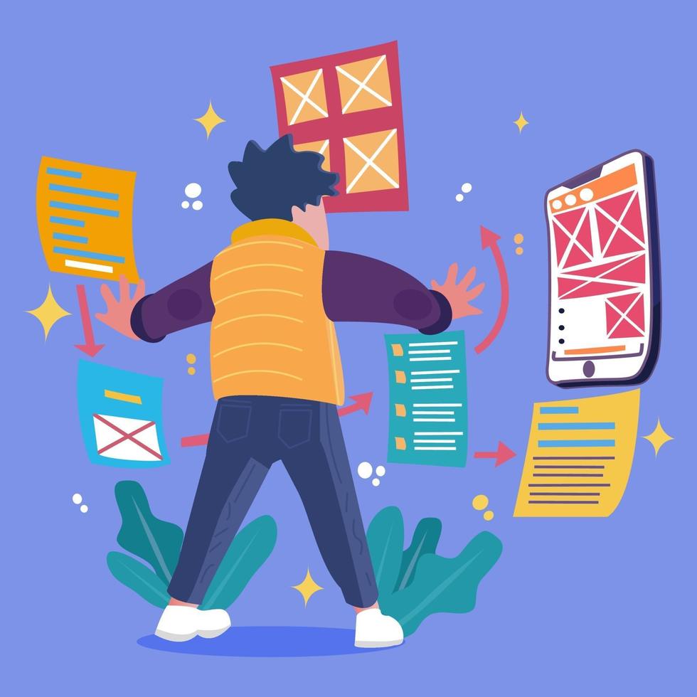 UI UX designer develop app with Virtual reality vector