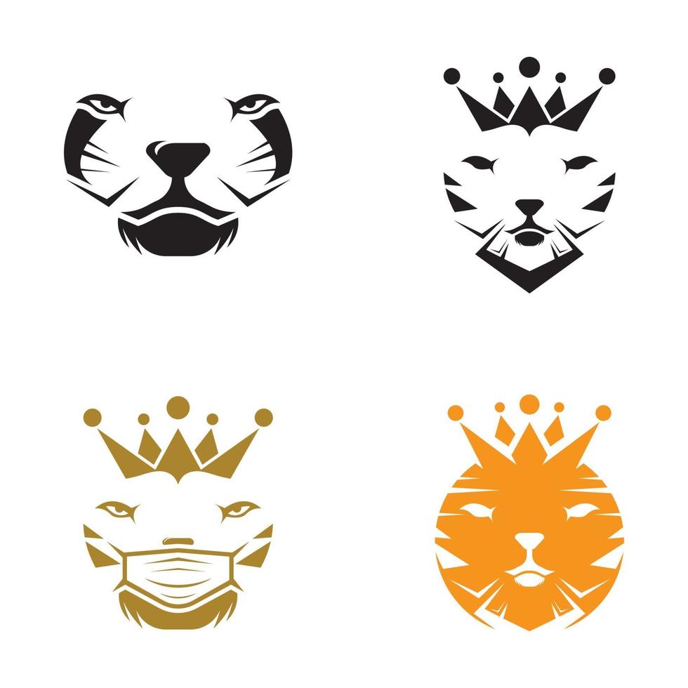 Diseño de conjunto de iconos de vector de plantilla de logotipo de cabeza de león