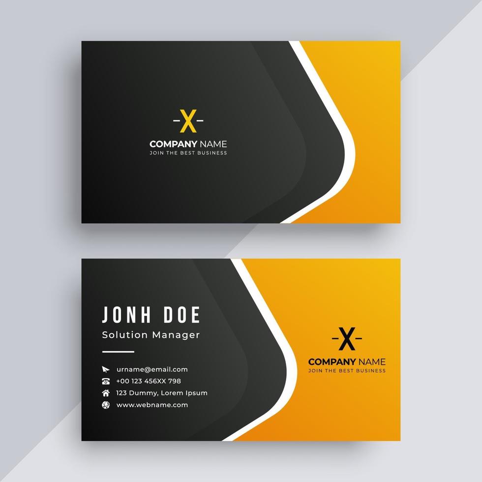 Black and yellow business card vector