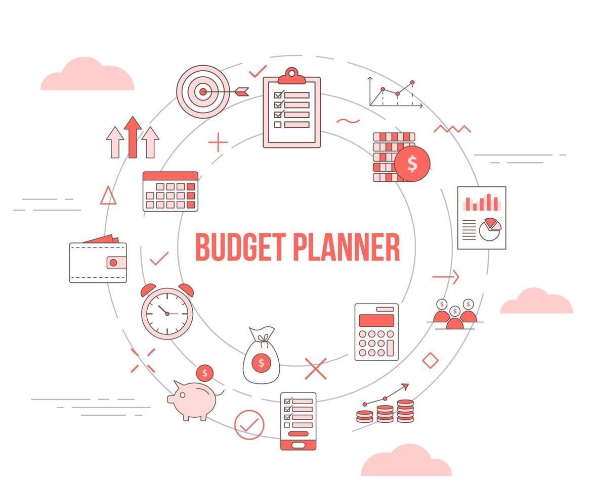 budget planner concept with icon set template banner vector