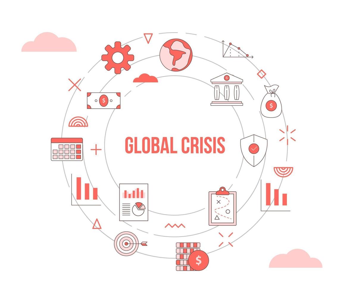 global crisis concept with icon set template banner vector