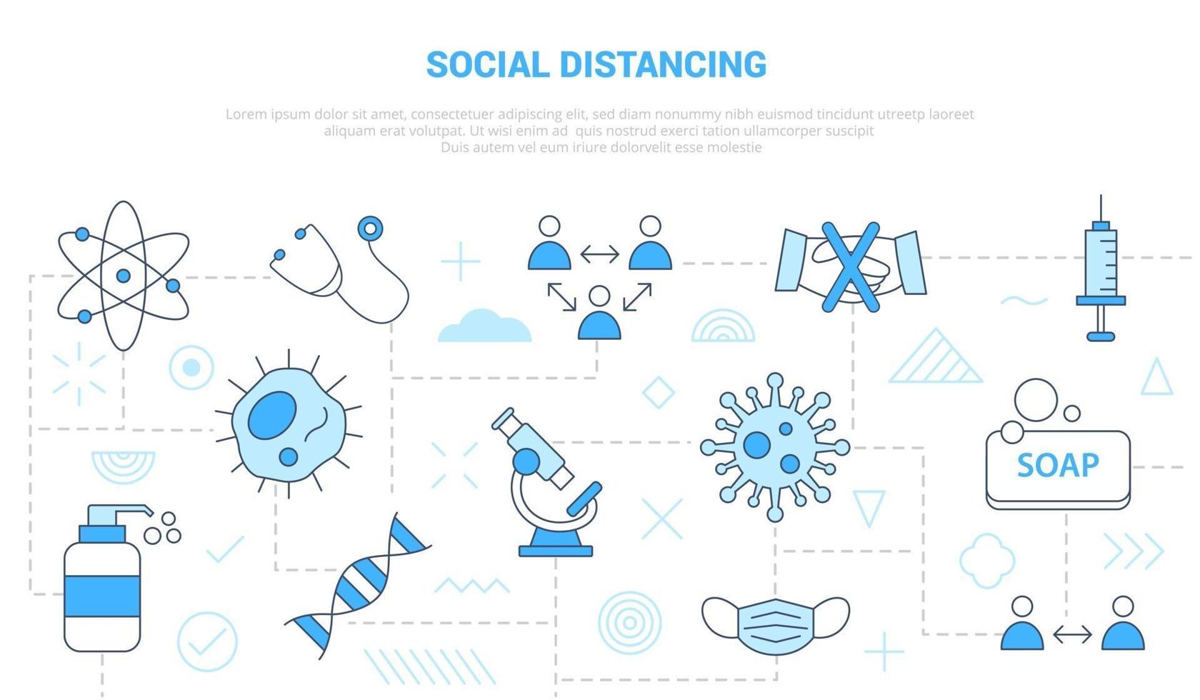 social distancing concept with icon set template banner vector