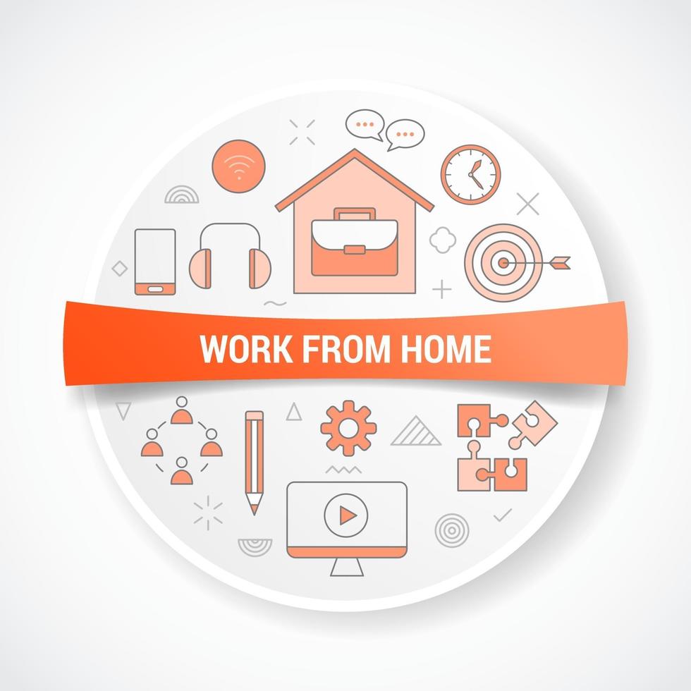 wfh work from home concept with icon concept vector