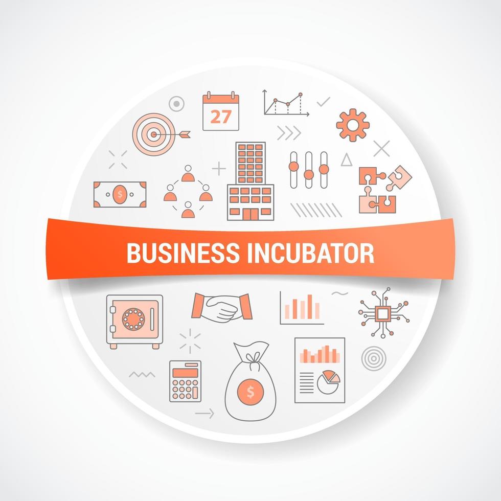 business incubator with icon concept with round or circle shape vector