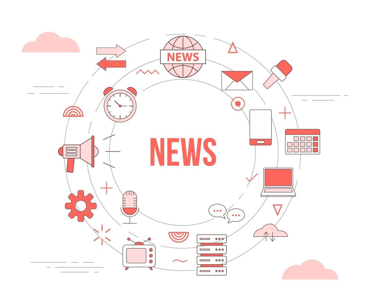 news media concept with icon set template banner vector