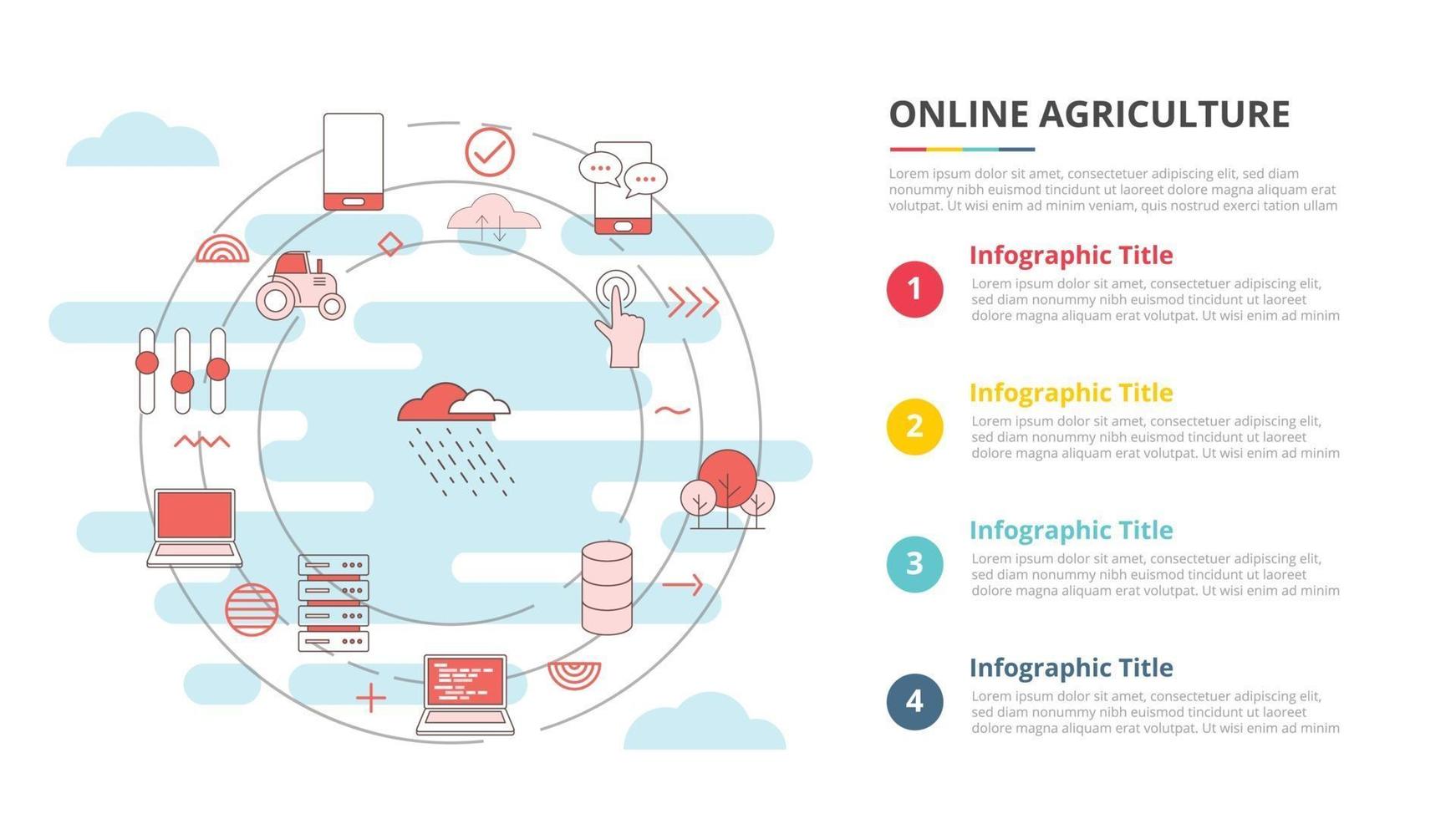 concepto de agricultura en línea para banner de plantilla de infografía vector