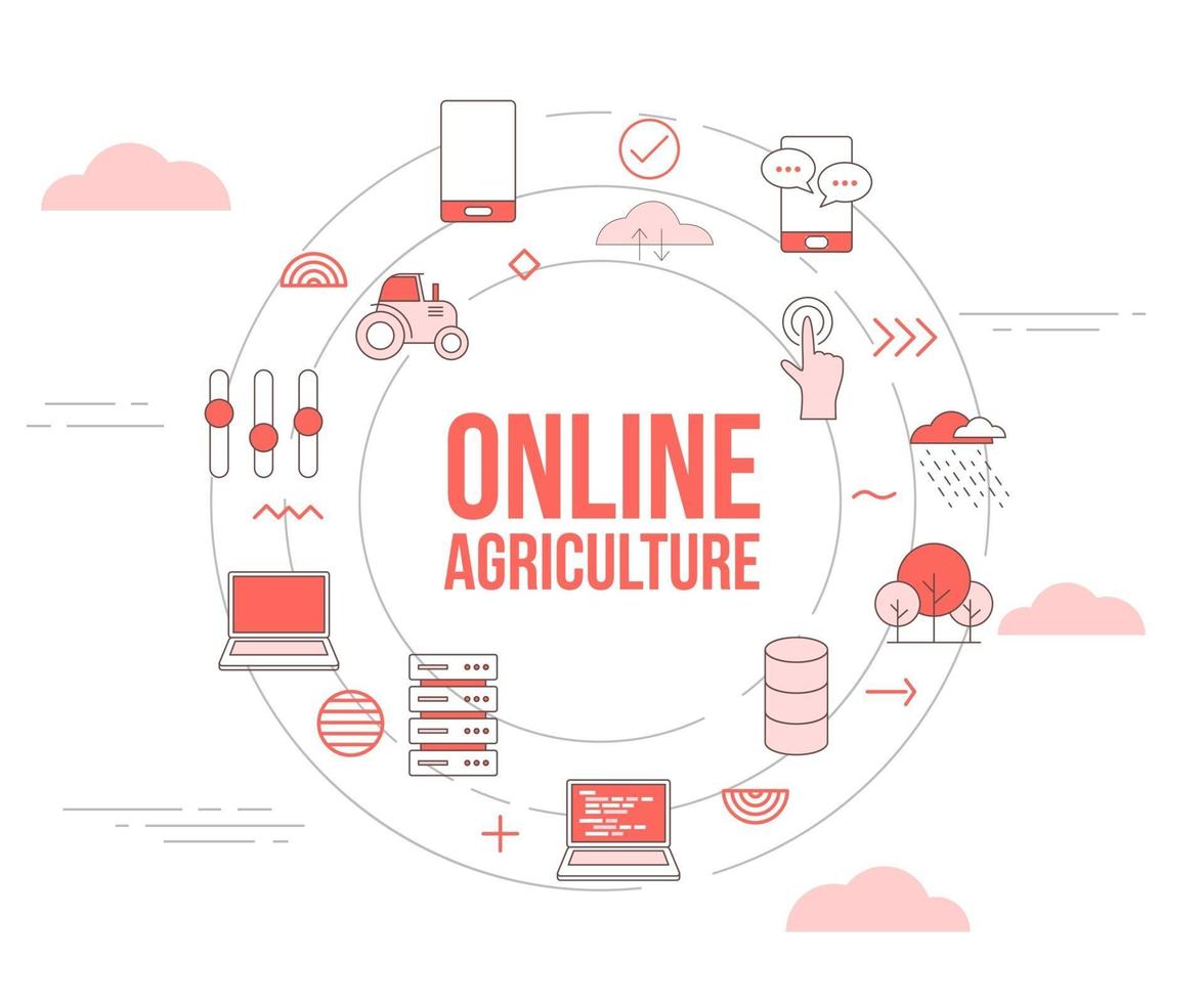online agriculture concept with icon set template banner vector