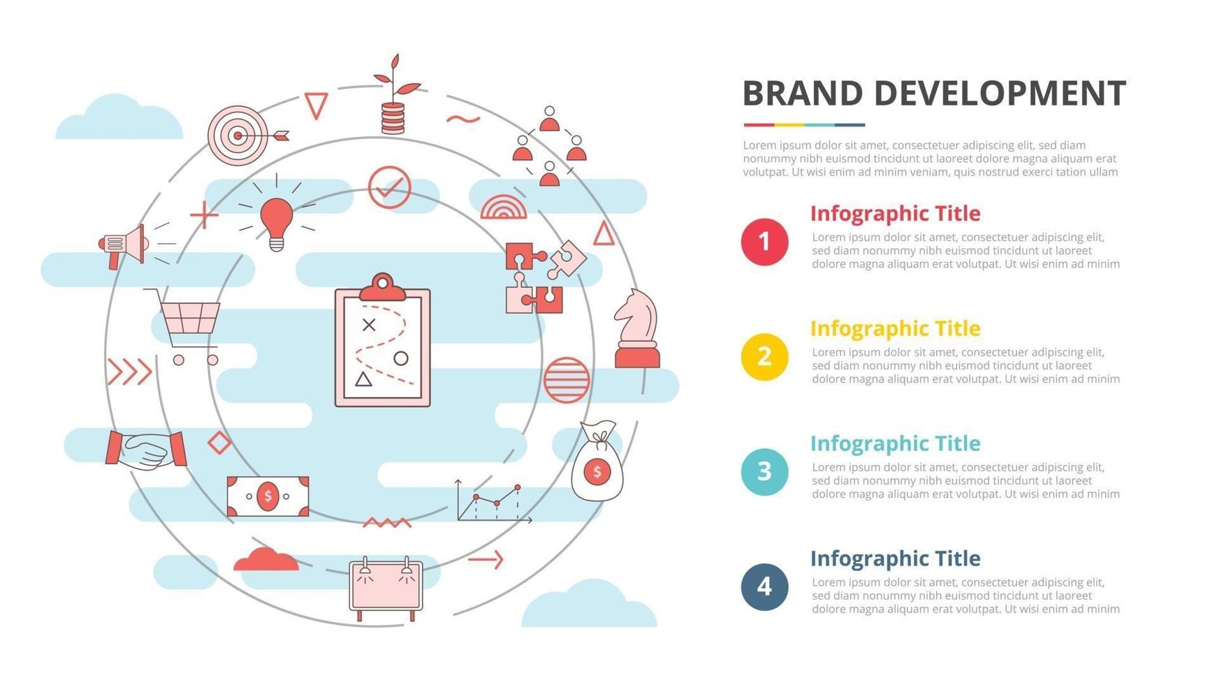 concepto de desarrollo de marca para banner de plantilla de infografía vector