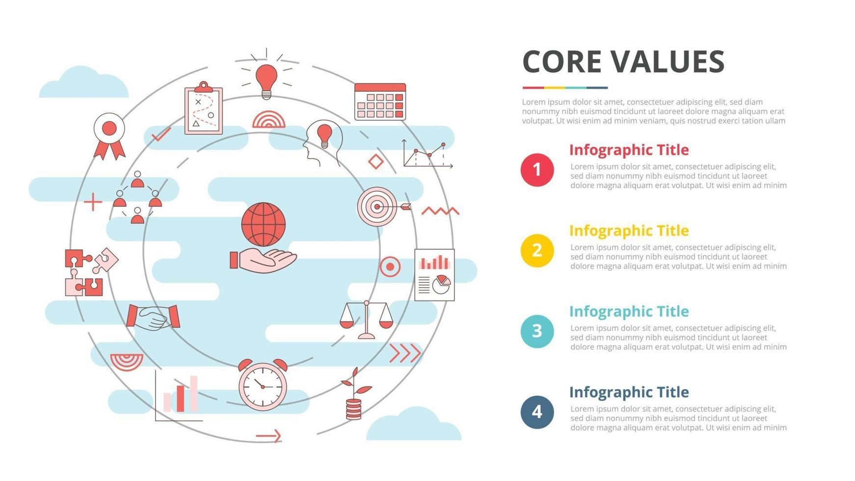 concepto de valores fundamentales para banner de plantilla de infografía vector