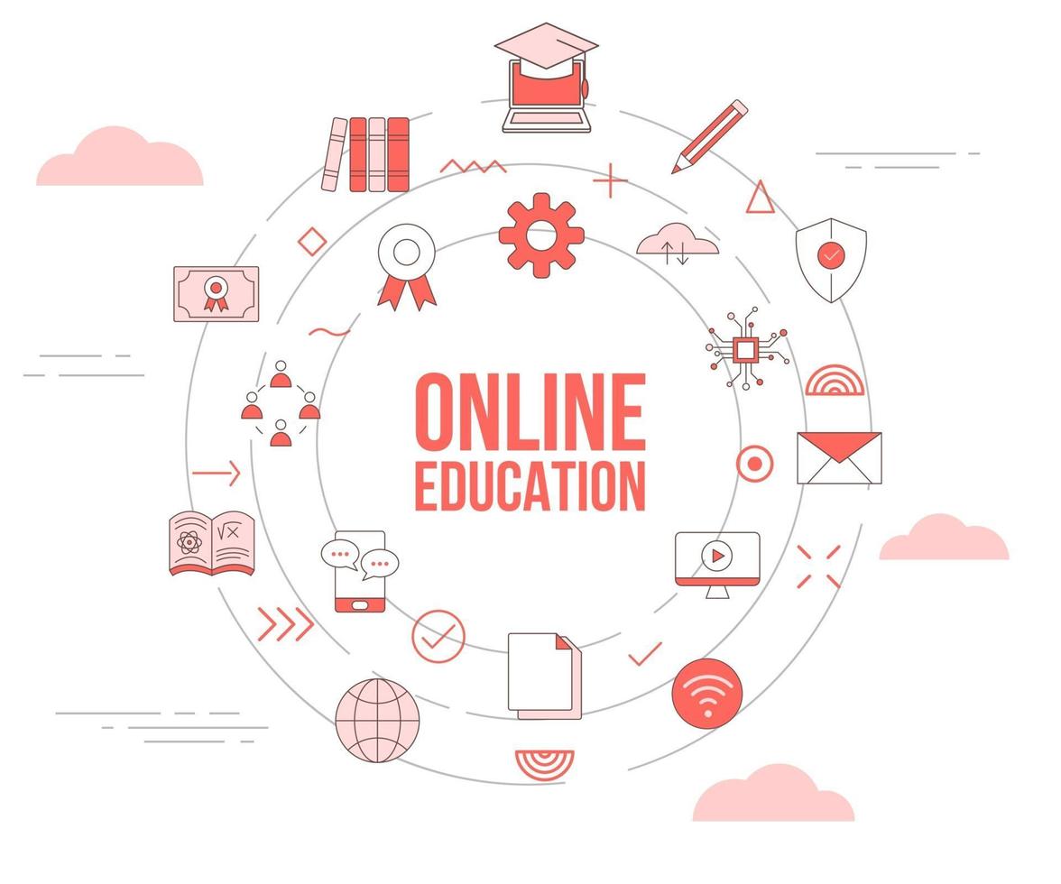 online education concept with icon set template banner vector