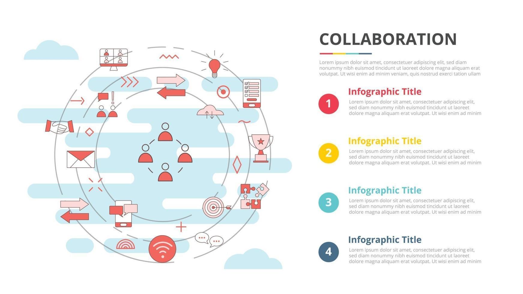 concepto de colaboración para banner de plantilla de infografía vector