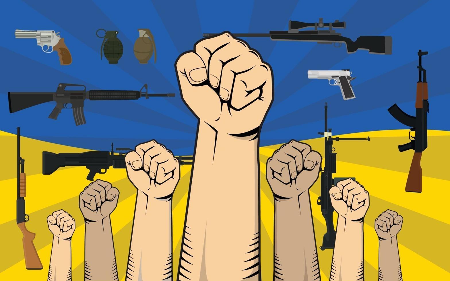 ilustración de protesta de ucrania con puño fuerte de una sola mano vector