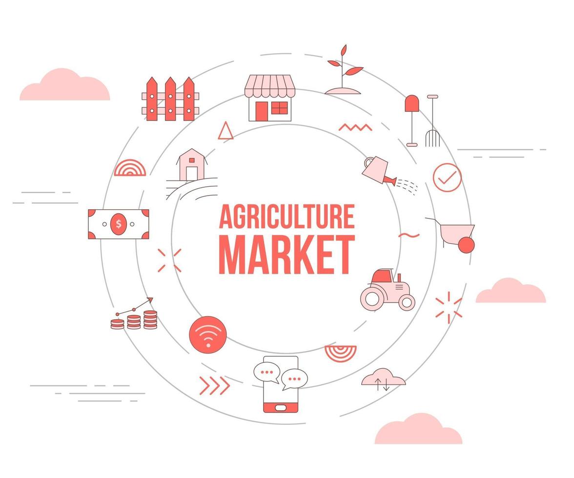 agriculture market concept with icon set template banner vector