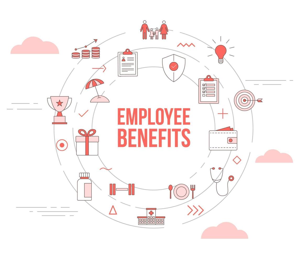 employee benefits concept with icon set template banner vector