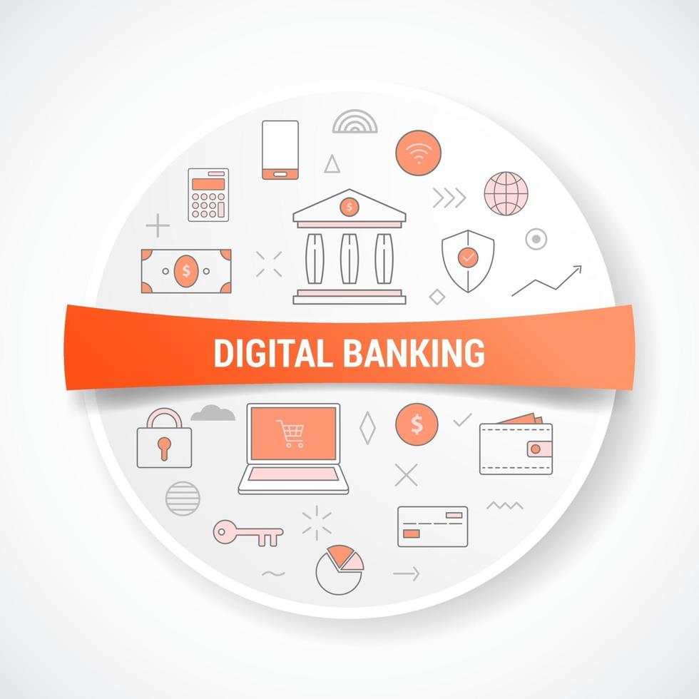online or digital banking with icon concept vector