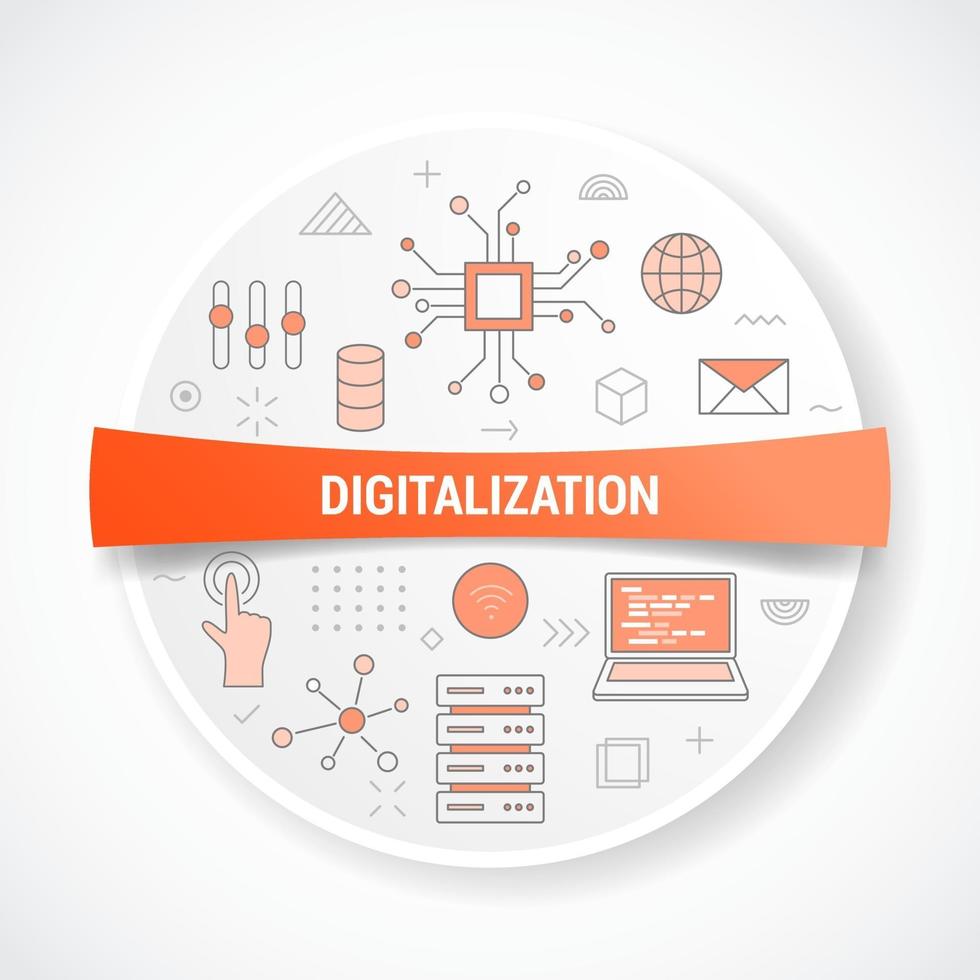 digitalization with icon concept vector