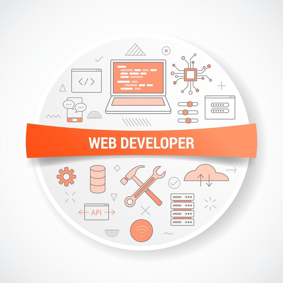 web website developer with icon concept vector