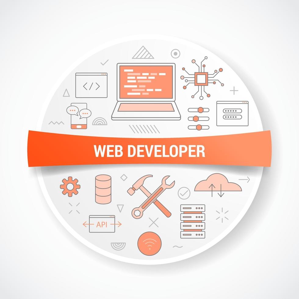 Desarrollador de sitios web con concepto de icono vector