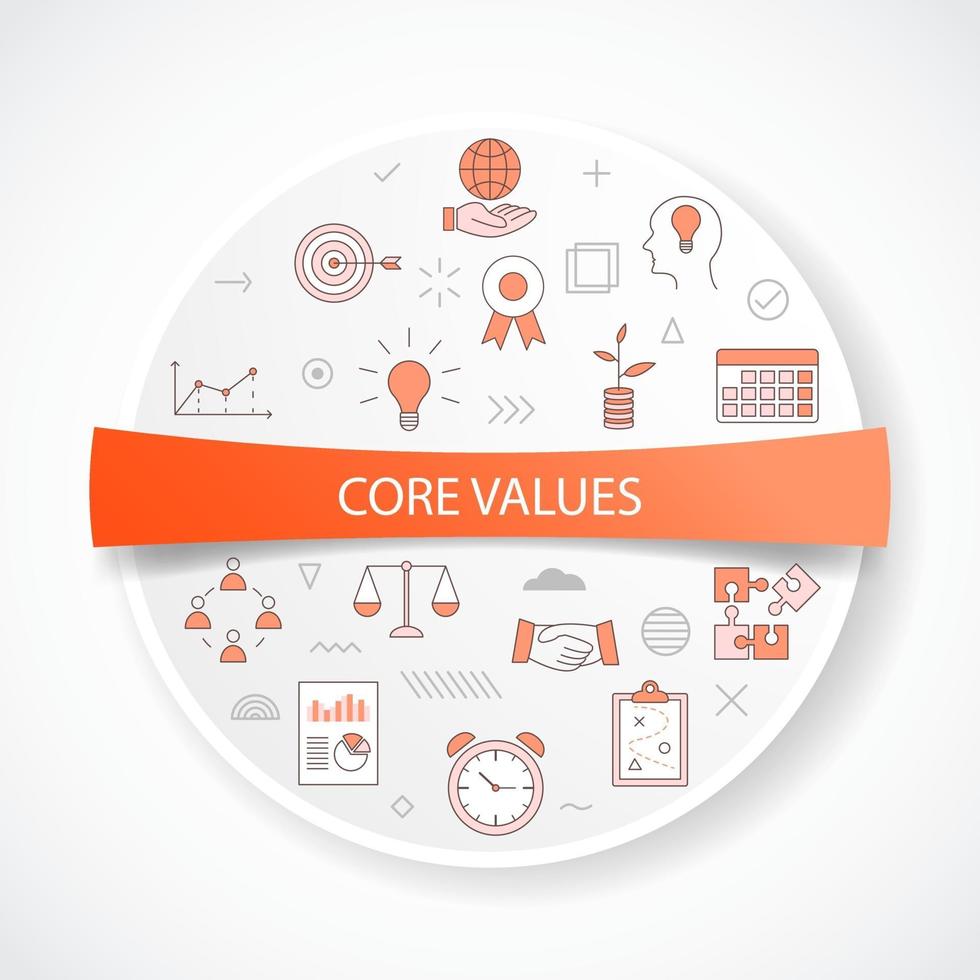 core values concept with icon concept with round or circle shape vector