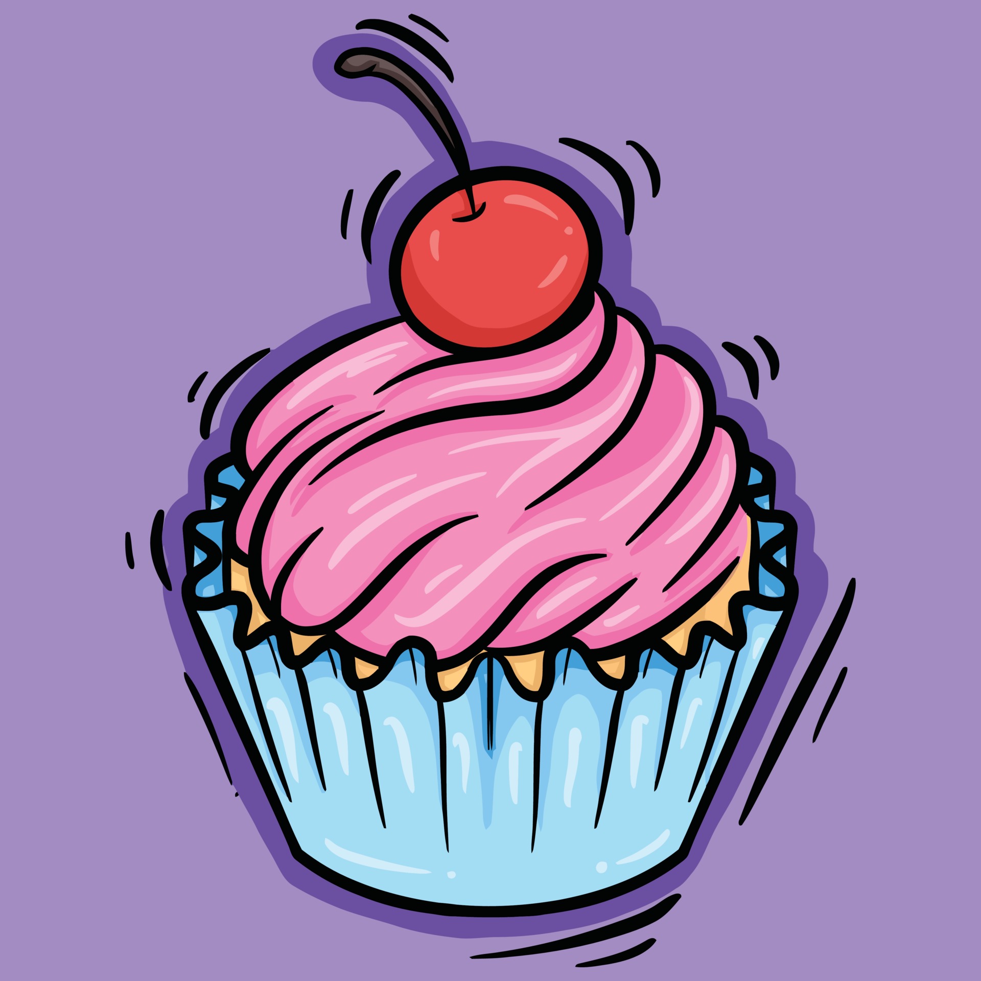 cupcake outline cartoon vector illustration with cherry 3415775 Vector