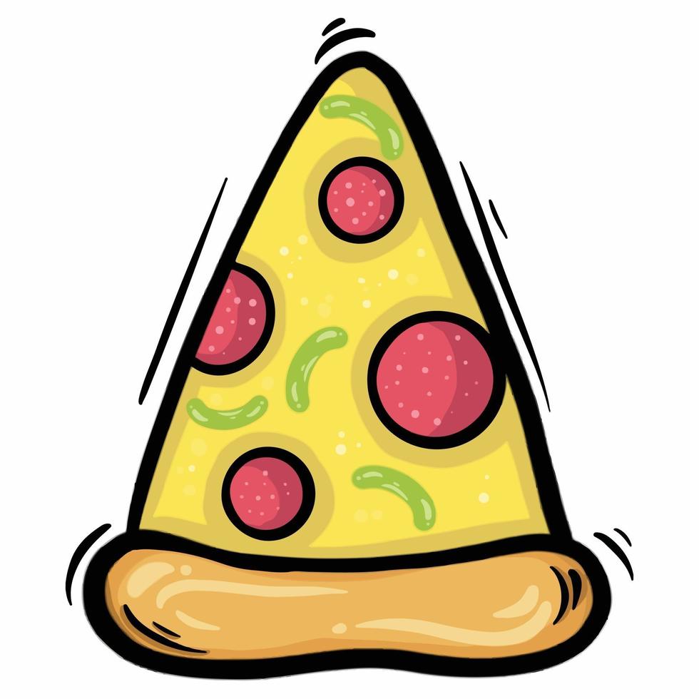 pizza slice mascot hand drawn cartoon vector illustration