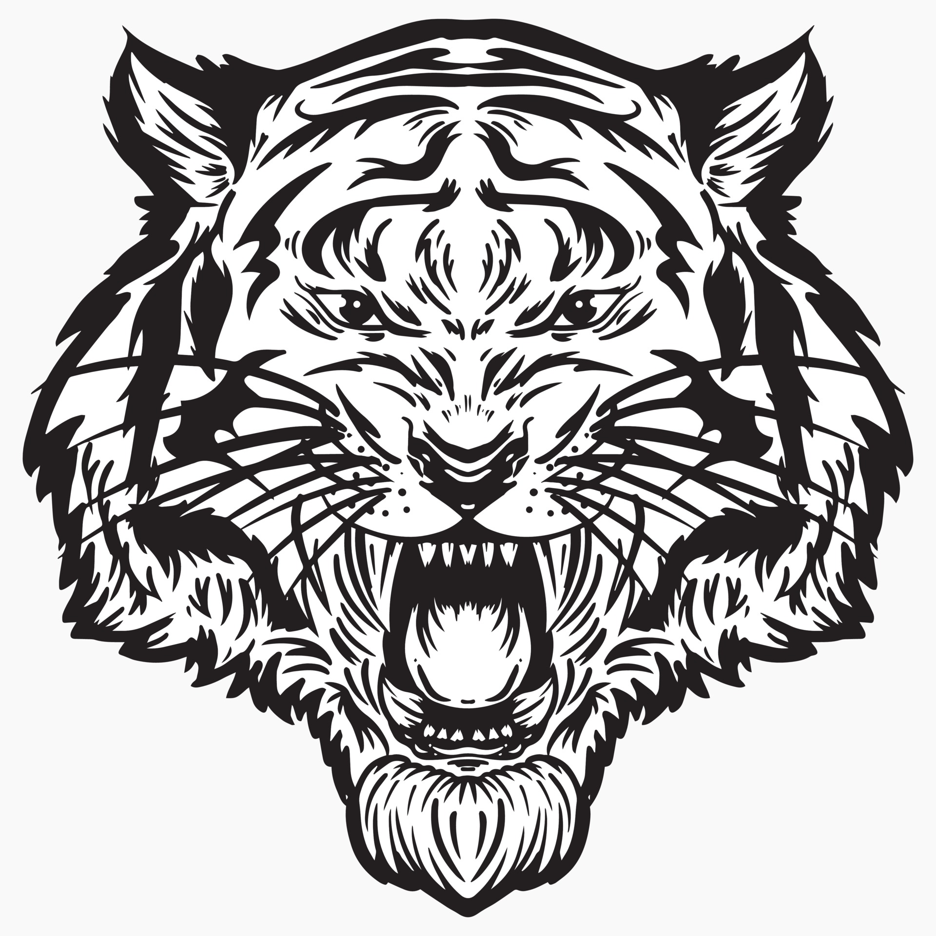 black and white tiger head vector illustration 3415783 Vector Art at