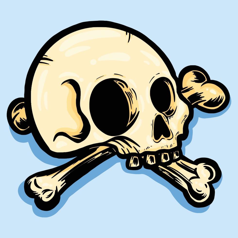 skull and crossbones outline vector illustration