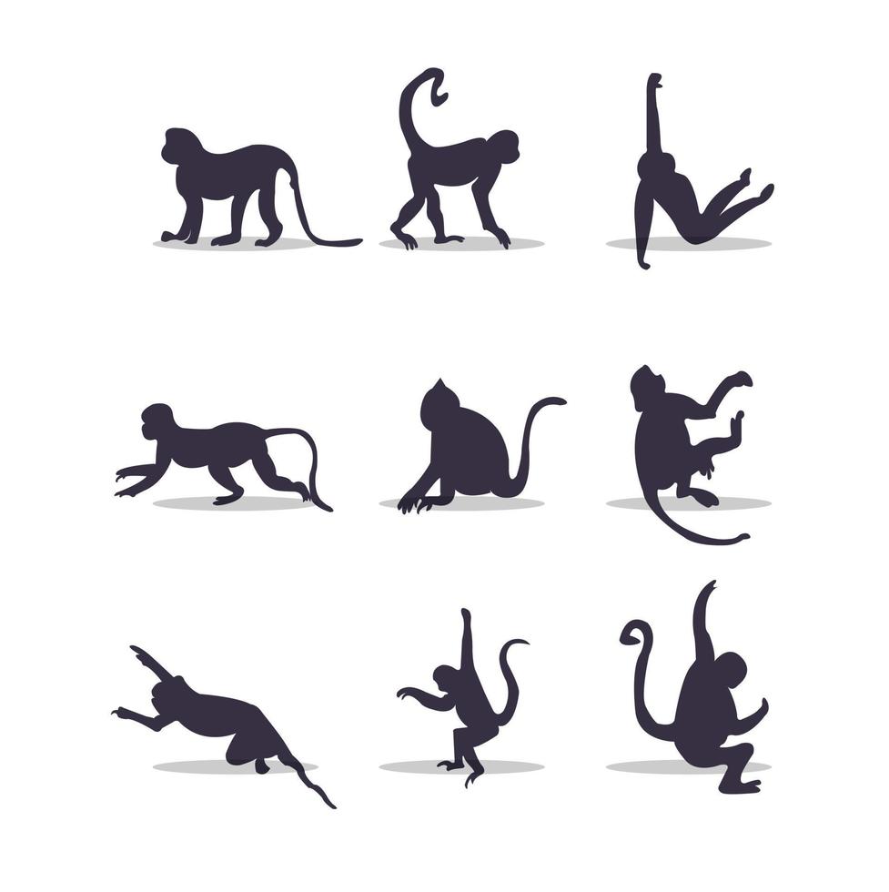 Diseño de ilustración de vector de silueta de mono