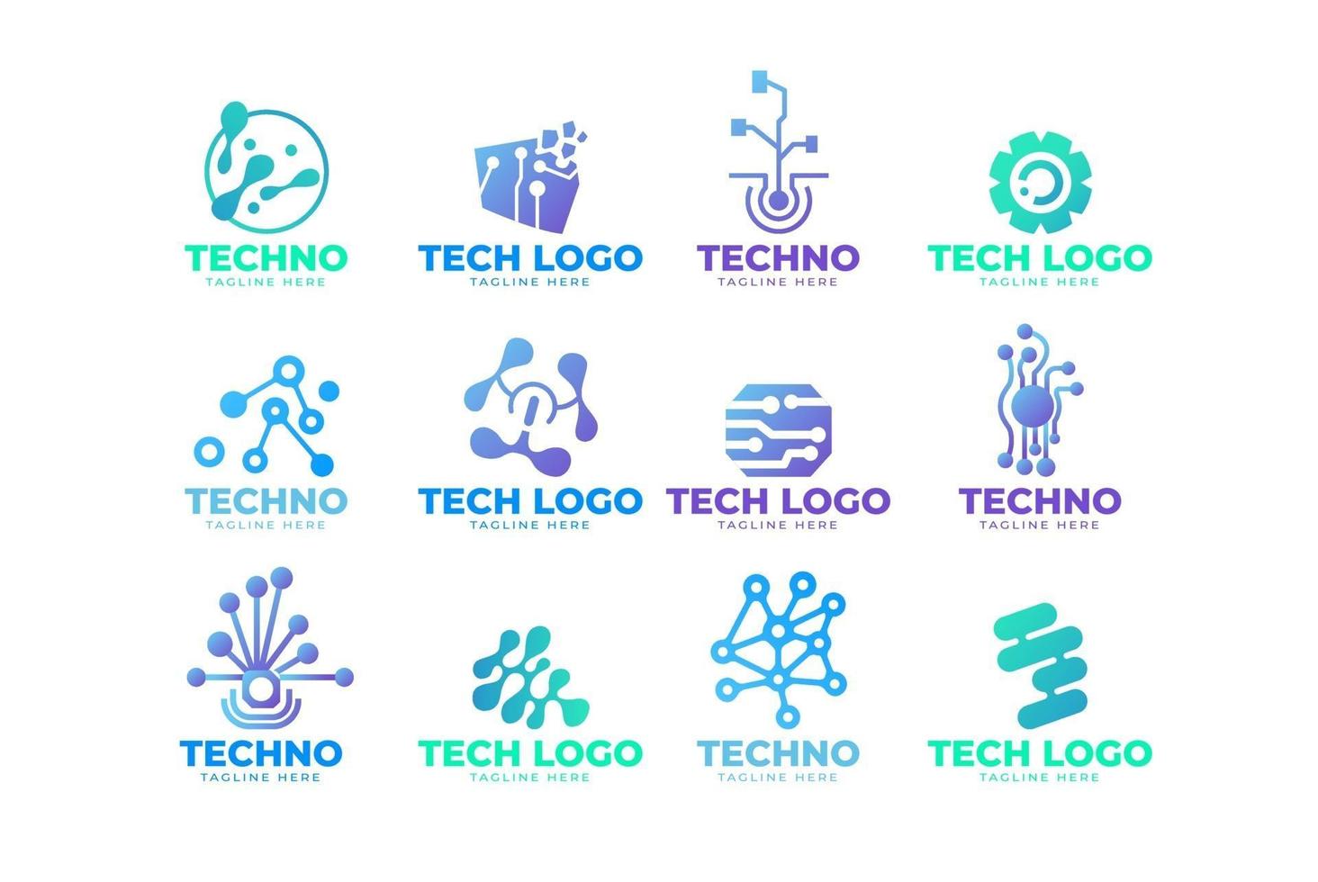 diseño de ilustración de colección de logotipo de tecnología vector