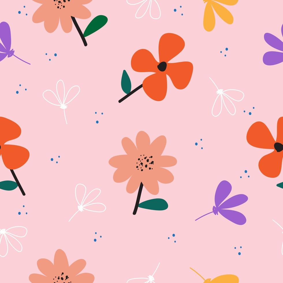 Seamless cute colorful floral pattern background vector