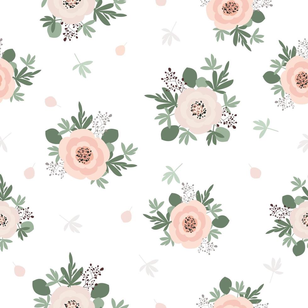 Cute elegant vintage flowers seamless pattern background vector