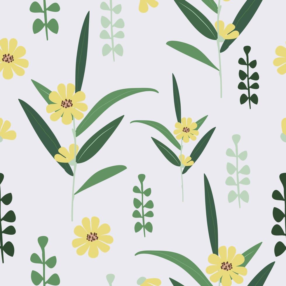 Cute vintage  yellow flower pattern seamless background vector