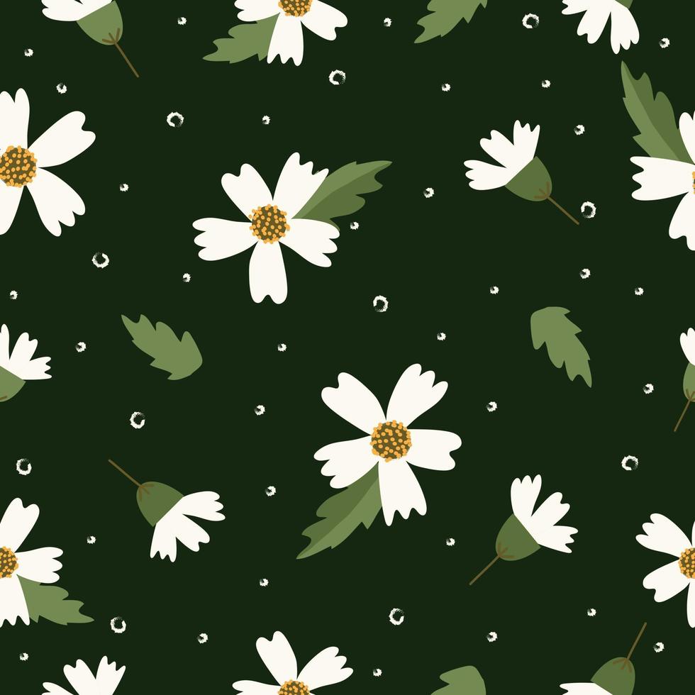 Cute vintage little white flowers seamless pattern background vector