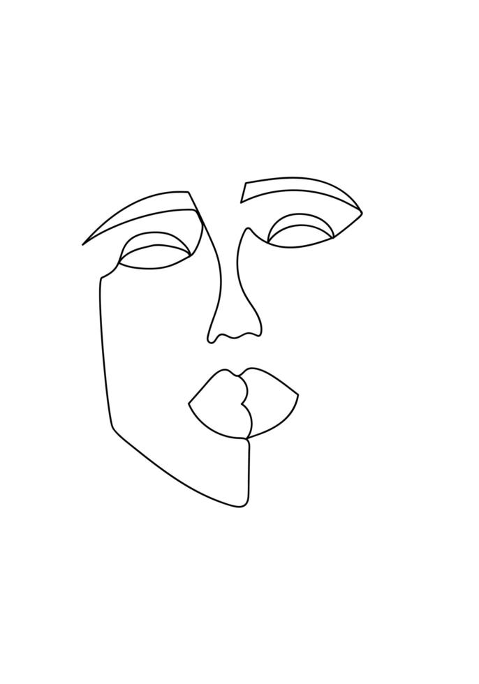 One line art modern female portrait. Woman face one line. Vector