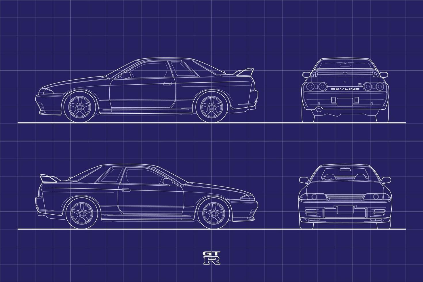 Drawing Outline Stroke Japan Sport Car Vector file