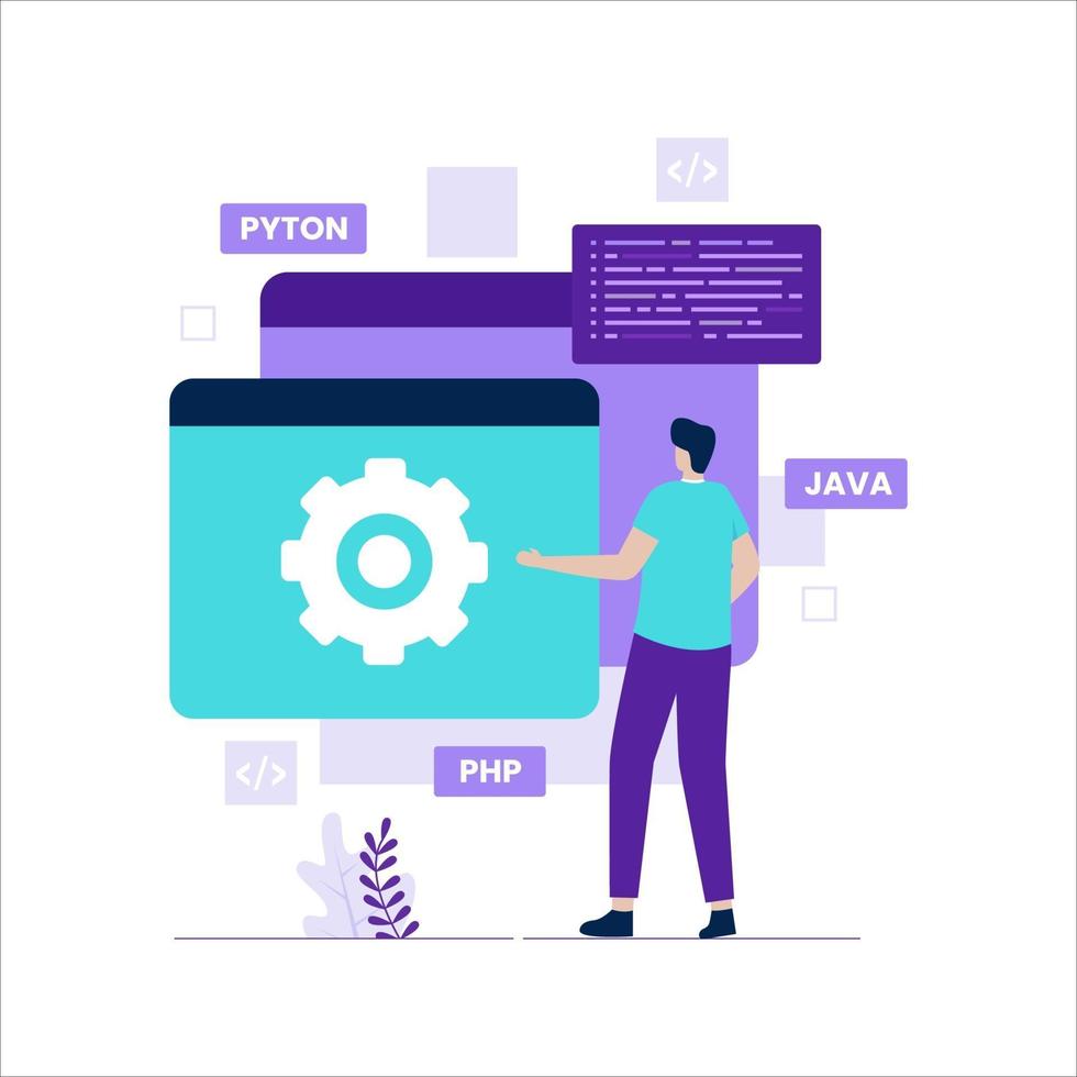 Flat design backend of developer concept vector