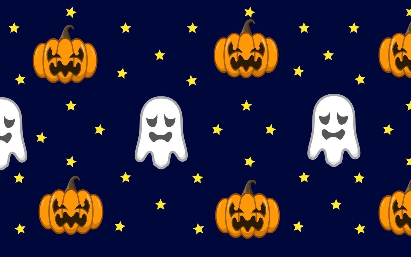 calabaza fantasma y espíritus de dibujos animados de fondo para el día de halloween vector