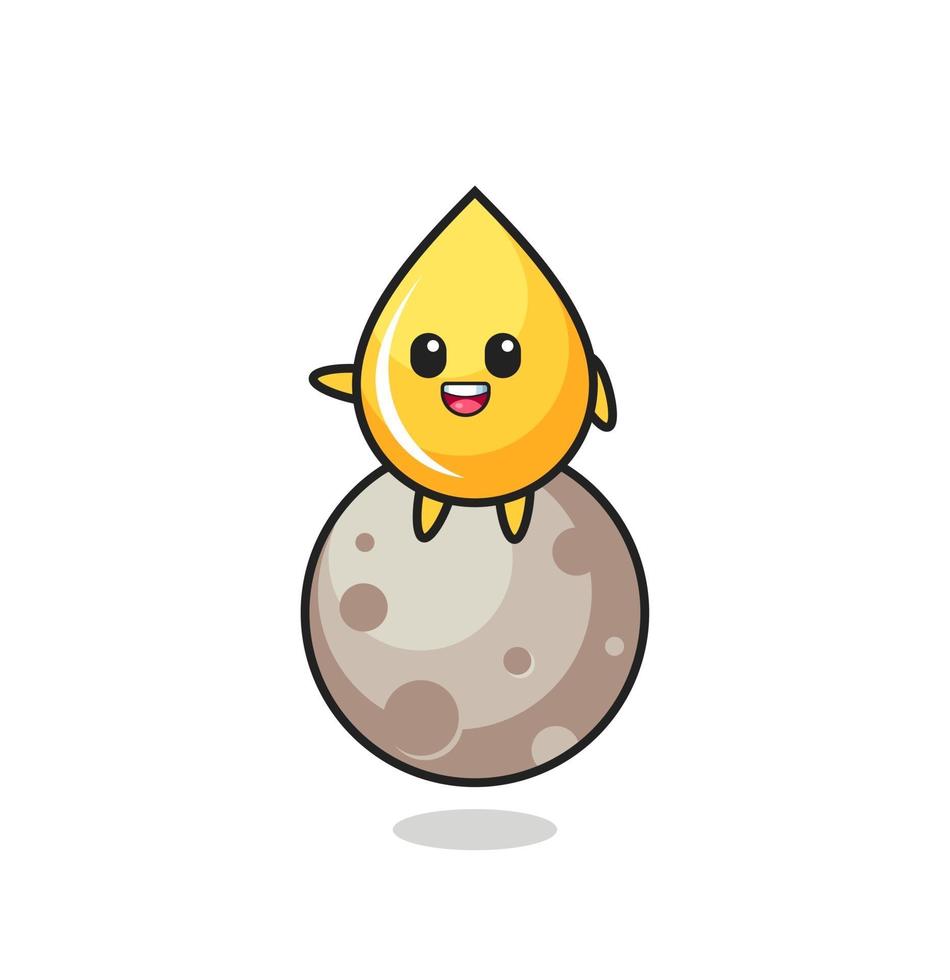 illustration of honey drop cartoon sitting on the moon vector