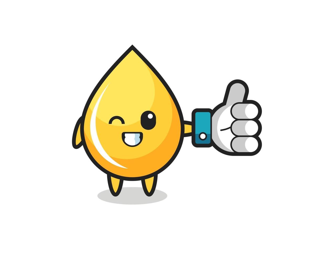 cute honey drop with social media thumbs up symbol vector