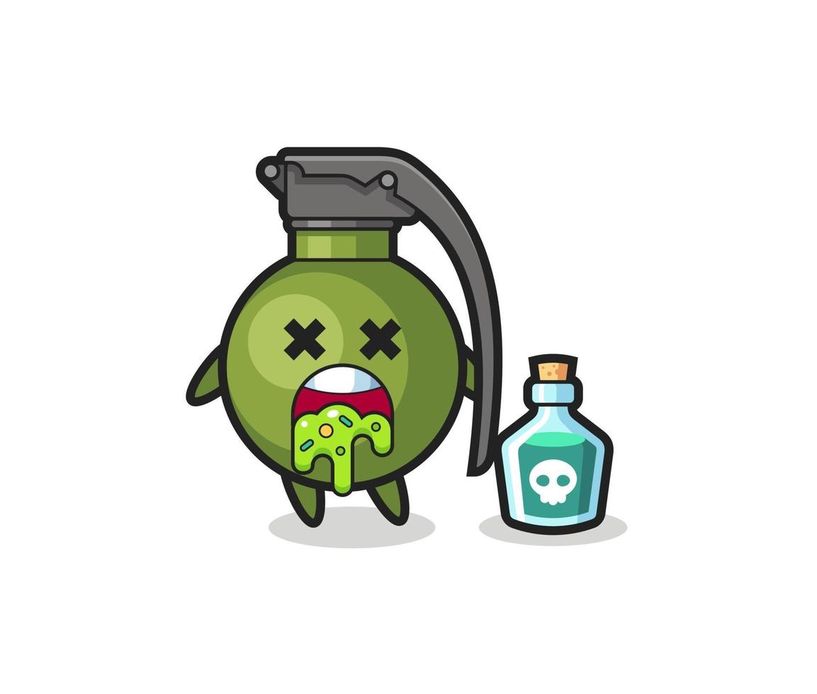 illustration of an grenade character vomiting due to poisoning vector